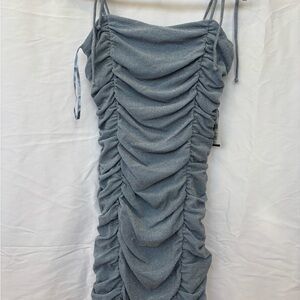 Bodycon Sparkle Blue Ruched Dress NWT Size Jr L